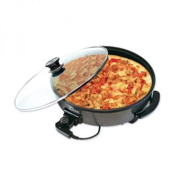 Tigaie electrica rotunda Floria ZLN7870 Grill pizza electric, 1500W, 38cm, capac sticla