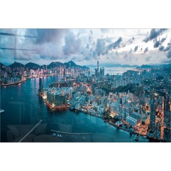 Tablou din sticlă 100x70 cm Hongkong – Wallity