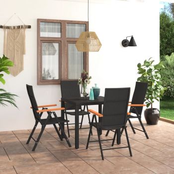 vidaXL Set mobilier de grădină, 5 piese, negru și maro