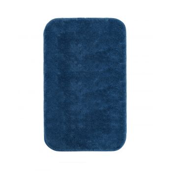 Covoras de baie, Confetti, Atlanta, 67x120 cm, Poliamida, Albastru inchis