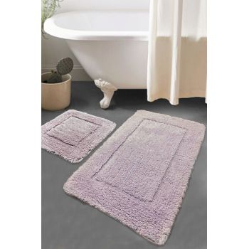 Set covorase de baie 2 piese, Chilai Home, Wolle, Bumbac, Roz