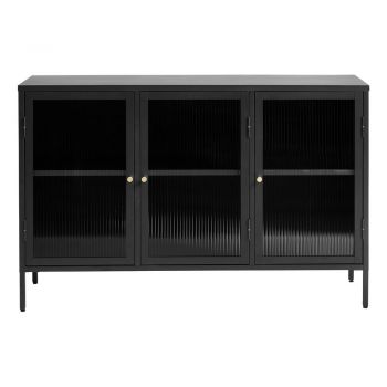 Vitrină neagră din metal 132x85 cm Bronco – Unique Furniture
