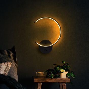 Lampa de perete Moon Circle 13328, Negru, 33x46x6 cm
