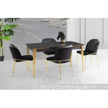 Masă Damla Dining Table, Negru, 146x79x90 cm