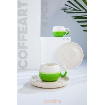 Set cești de cafea, Verde, 7x5x7 cm