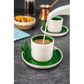 Set cești de cafea, Verde, 7x9x7 cm