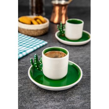 Set cești de cafea, Verde, 6x7.5x6 cm