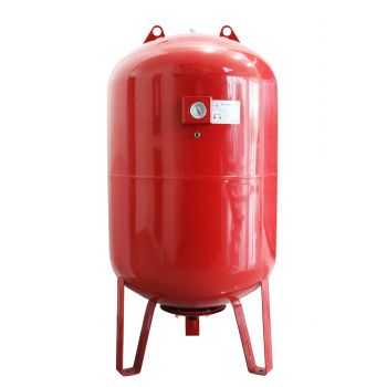 Vas expansiune termic Fornello 150 litri, vertical, cu picioare si manometru, culoare rosu, presiune maxima 10 bar, membrana EPDM