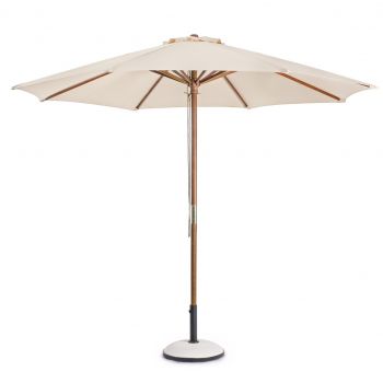 Umbrela pentru gradina/terasa Syros, Bizzotto, Ø300 x 245 cm, stalp Ø48 mm, lemn/poliester, natural