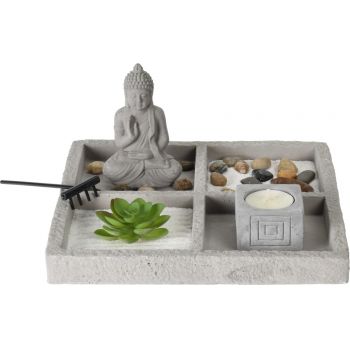 Decoratiune Buddha Zen Garden Square, 23x23x12 cm, ciment