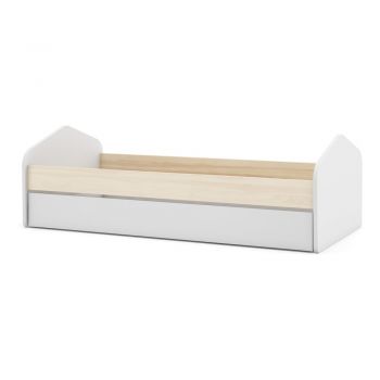 Pat pentru copii cu extensie alb/cu aspect de lemn de pin 90x200 cm Estefania – Marckeric ieftin