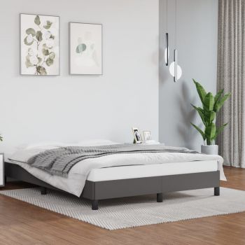 vidaXL Cadru de pat, gri, 140x200 cm, piele ecologică