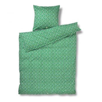 Lenjerie de pat verde din bumbac satinat pentru pat de o persoană 140x200 cm Pleasantly – JUNA