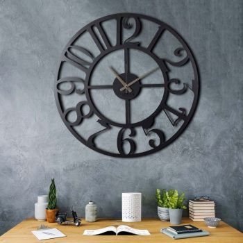 Ceas de perete, Circle XL, Metal, Dimensiune: 70 x 70 cm, Negru