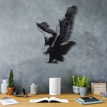 Decoratiune de perete, Eagle, Metal, Dimensiune: 52 x 40 cm, Negru