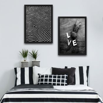 Set 2 tablouri decorative, Love Black White Set, PAL, Hartie, Multicolor ieftin