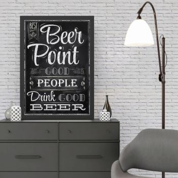 Tablou decorativ, Beer Point (35 x 45), MDF , Polistiren, Alb/Negru