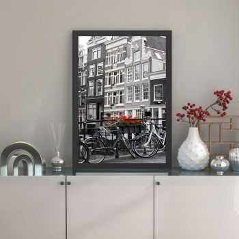 Tablou decorativ, Bicycle (35 x 45), MDF , Polistiren, Negru/Rosu ieftin