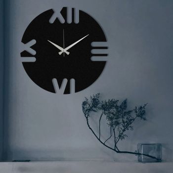 Ceas de perete, Leon, metal, 48 x 48 cm, negru