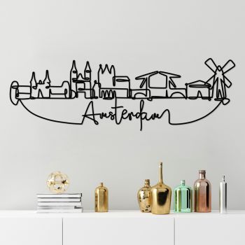 Decoratiune de perete, Amsterdam, Metal, Grosime: 2 mm, Negru