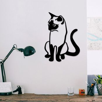 Decoratiune de perete, Cat 2 Metal Decor, metal, 39 x 55 cm, negru