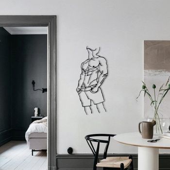 Decoratiune de perete, Cool Man 1, metal, 32 x 69 cm, negru