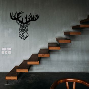 Decoratiune de perete, Deer Metal Decor, metal, 50 x 49 cm, negru