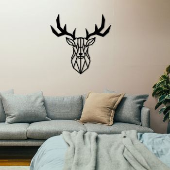 Decoratiune de perete, Deer2 Metal Decor, metal, 51 x 51 cm, negru