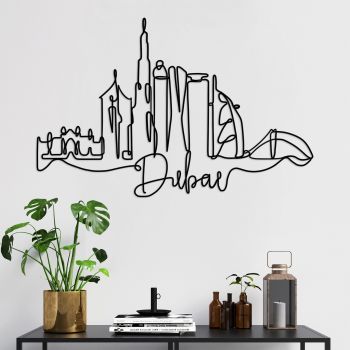 Decoratiune de perete, Dubai, Metal, Grosime: 2 mm, Negru