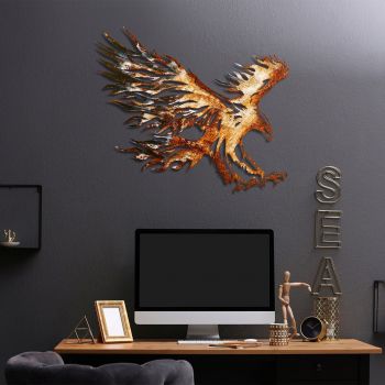 Decoratiune de perete, Eagle 2, Metal, Dimensiune: 71 x 63 cm, Multicolor