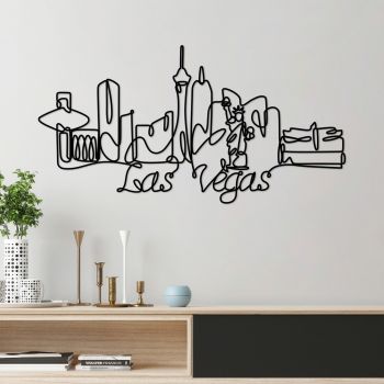 Decoratiune de perete, Las Vegas, Metal, Grosime: 2 mm, Negru