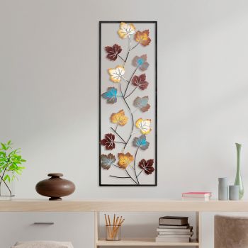 Decoratiune de perete, Platane, Metal, Dimensiune: 32 x 90 cm, Multicolor