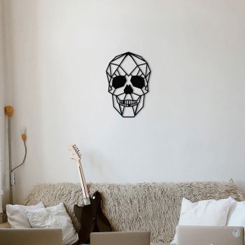 Decoratiune de perete, Skull Metal Decor, metal, 50 x 35 cm, negru