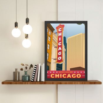 Tablou decorativ, Chicago (55 x 75), MDF , Polistiren, Multicolor