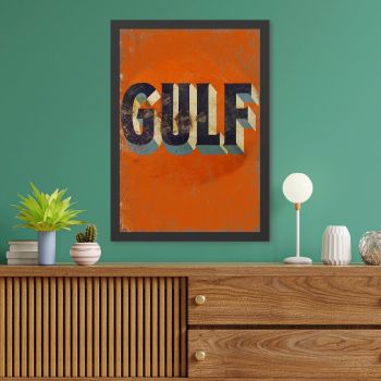 Tablou decorativ, Gulf (35 x 45), MDF , Polistiren, Portocaliu/Negru ieftin