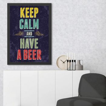 Tablou decorativ, Have Beer (35 x 45), MDF , Polistiren, Multicolor