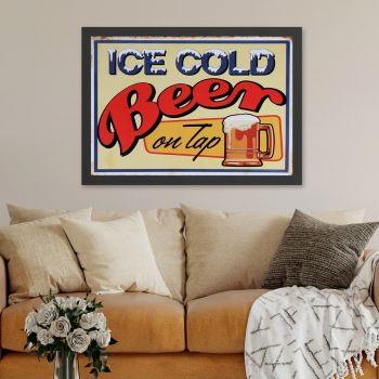Tablou decorativ, Ice Cold Beer On Tap (35 x 45), MDF , Polistiren, Multicolor