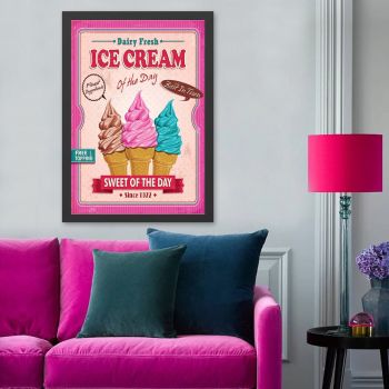 Tablou decorativ, Ice Cream (35 x 45), MDF , Polistiren, Multicolor ieftin