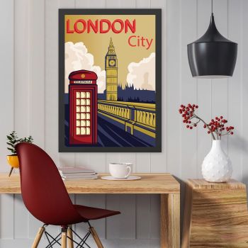 Tablou decorativ, London City (55 x 75), MDF , Polistiren, Multicolor