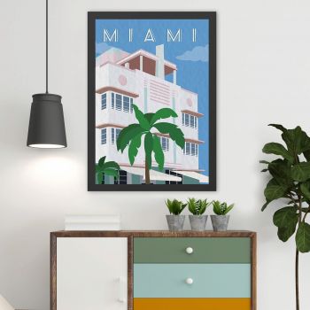 Tablou decorativ, Miami (40 x 55), MDF , Polistiren, Multicolor