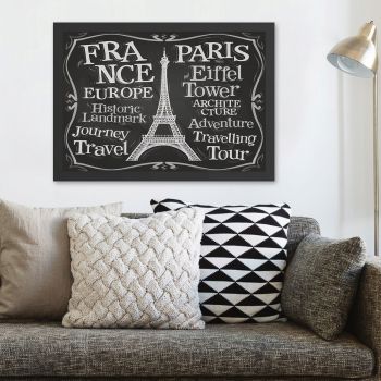 Tablou decorativ, Paris 2 (35 x 45), MDF , Polistiren, Alb/Negru ieftin