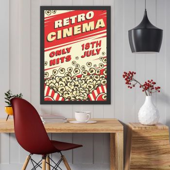 Tablou decorativ, Retro Cinema (35 x 45), MDF , Polistiren, Crem / Roșu ieftin