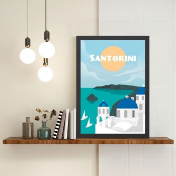Tablou decorativ, Santorini 2 (40 x 55), MDF , Polistiren, Multicolor
