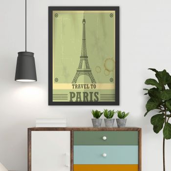 Tablou decorativ, Travel To Paris (40 x 55), MDF , Polistiren, Verde