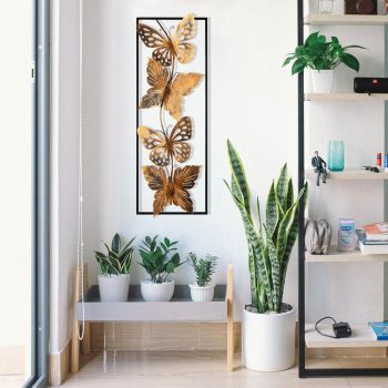 Decoratiune de perete, Butterfly, metal, 90 x 32 cm, multicolor
