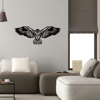 Decoratiune de perete, Eagle3 Metal Decor, metal, 100 x 44 cm, negru