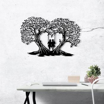 Decoratiune de perete, Love, metal, 65 x 43 cm, negru