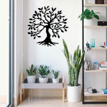 Decoratiune de perete, Tree Metal Wall Decor, metal, 60 x 60 cm, negru
