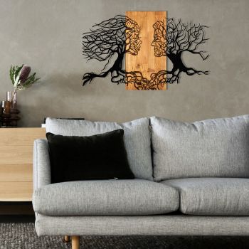 Decoratiune de perete, Tutku, lemn/metal, 92 x 58 cm, negru/maro