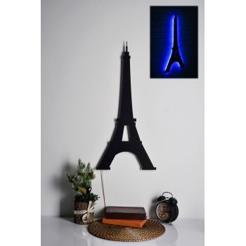 Decoratiune luminoasa LED, Eiffel Tower, MDF, 60 LED-uri, Albastru